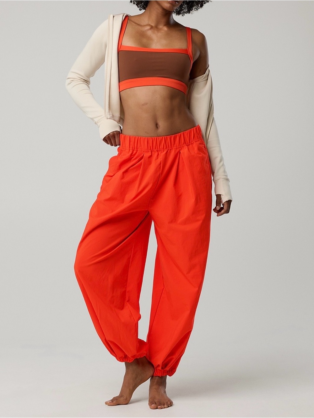 Aerie Elastic-Waist Jogger Pants Bright Orange